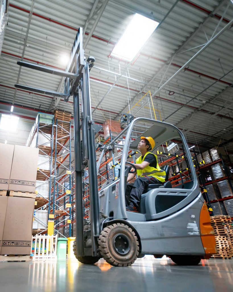 Person using counter balance forklift