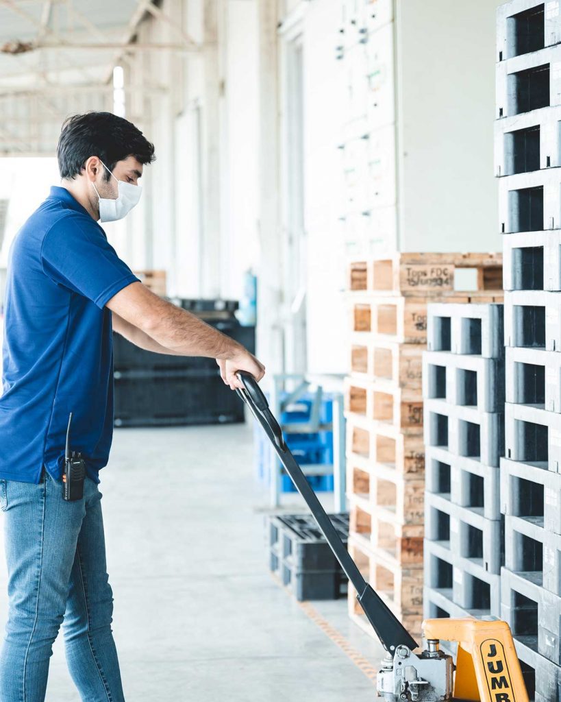 Man using pallet walkie