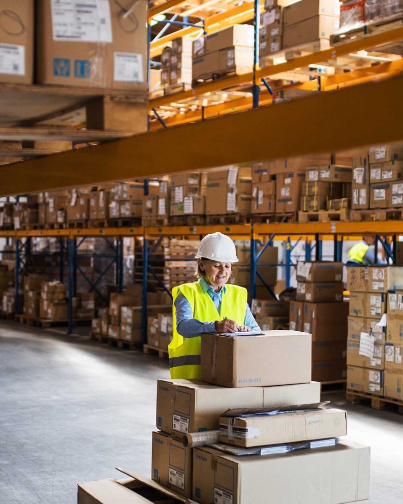 lady with stock in warehouse